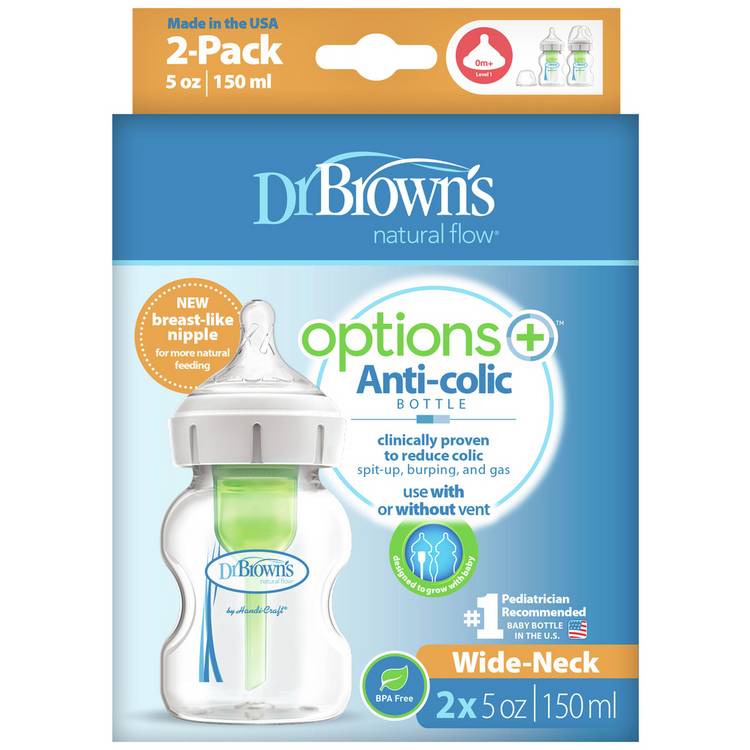 Dr Brown's anti-colic baby bottles 2 pack 150ml - British product