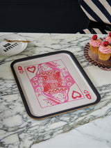 Next Rockett St George Pink Queen of Hearts Wood Veneer Serving Tray with Anti Slip Finish, 43cm x 33cm- Buy online at McGrocer