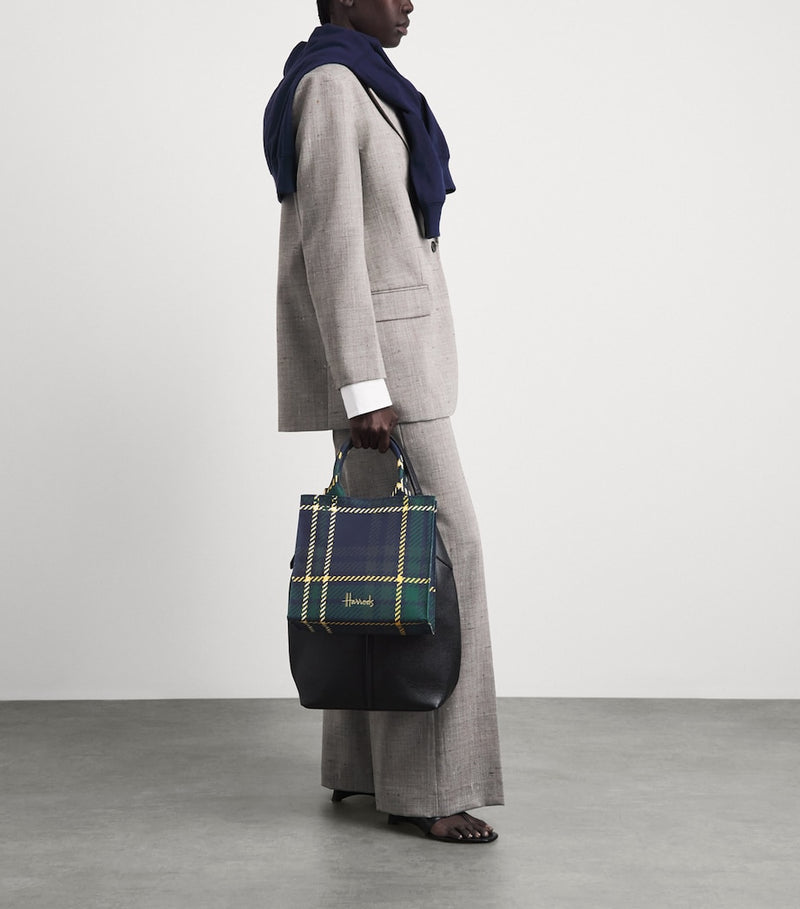 Harrods small tartan tote bag cotton canvas - British product