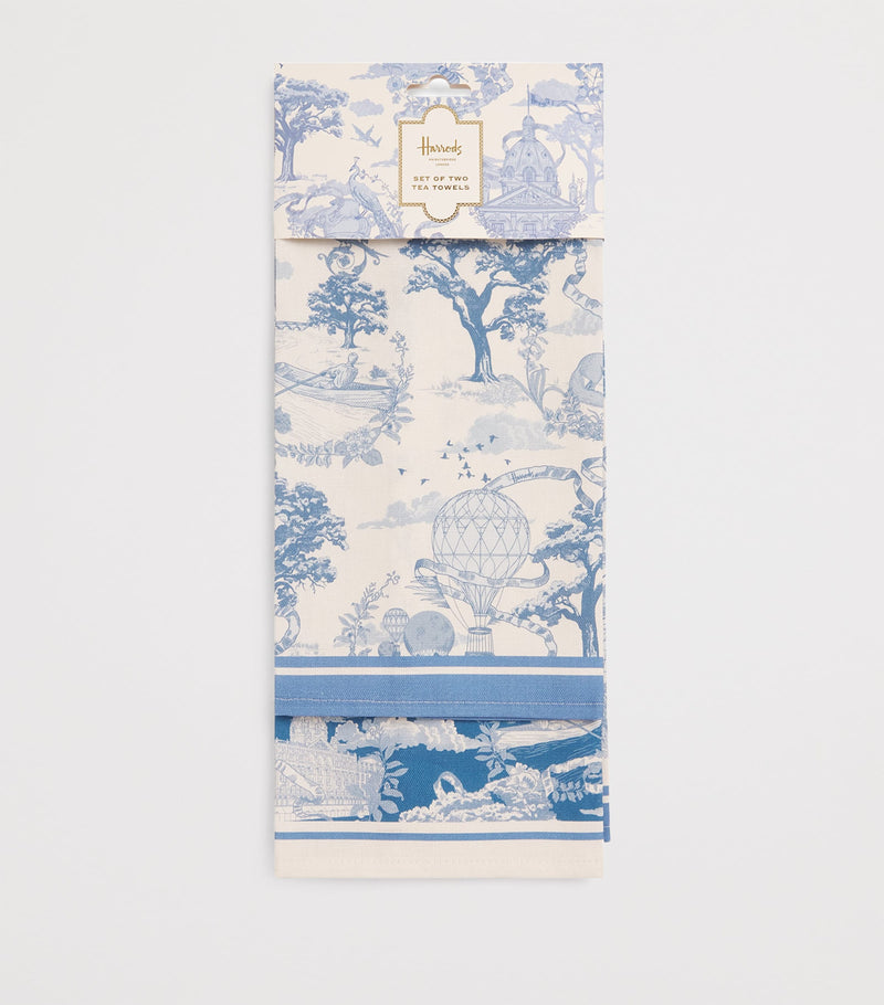 Set of 2 Cotton Tea Towels with Landmark Print, Approx. 68cm x 46cm