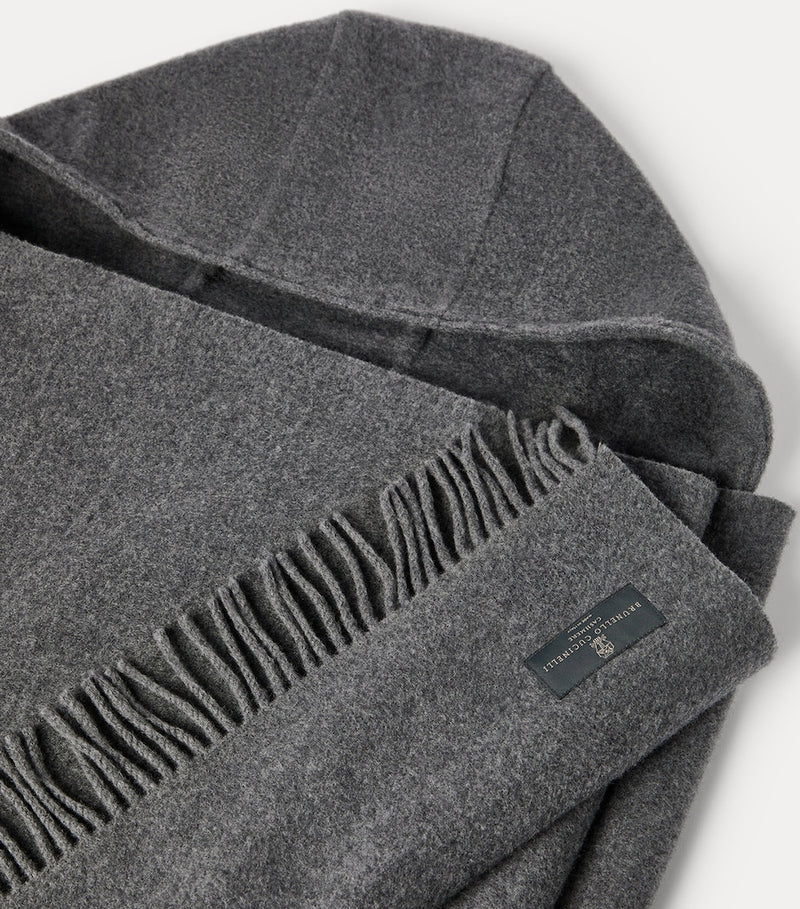 Brunello Cucinelli wool-cashmere hooded scarf (British brand)