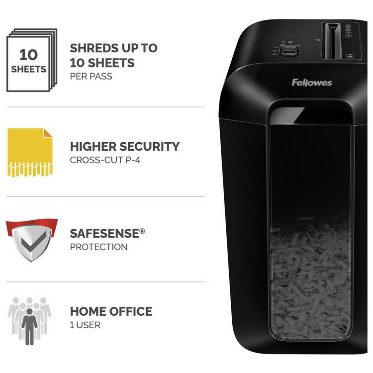 Fellowes PowerShred LX65 cross-cut shredder 10 sheet 22 litre, UK version