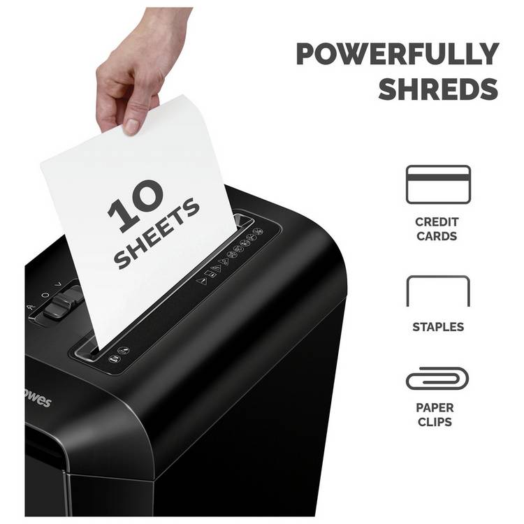 Fellowes PowerShred LX65 cross-cut shredder 10 sheet 22 litre, UK version
