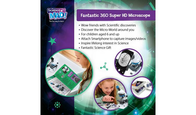 Science Mad Super HD microscope with smartphone adapter (British brand)