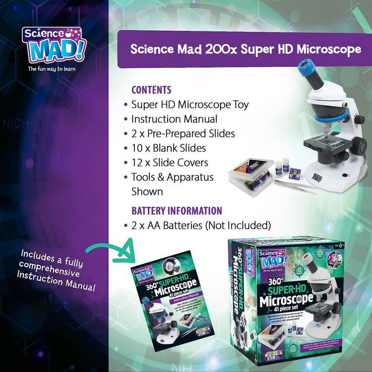 Science Mad Super HD microscope with smartphone adapter (British brand)