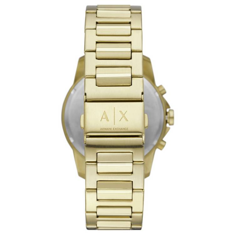 Armani Exchange men's watch gold strap grey dial 44mm (British brand)