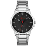 HUGO men's watch black dial stainless steel bracelet 43mm - British product
