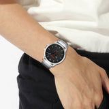 HUGO men's watch black dial stainless steel bracelet 43mm - British product