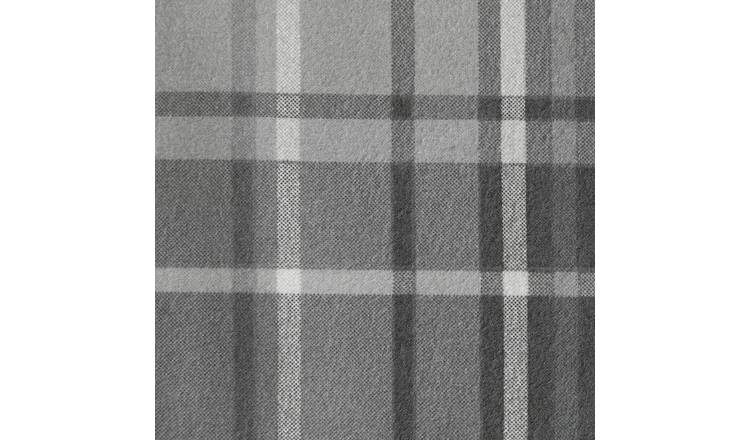 Argos Home grey brushed cotton check bedding set double - British product