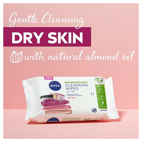 Nivea cleansing wipes dry skin 20s, imported from the UK