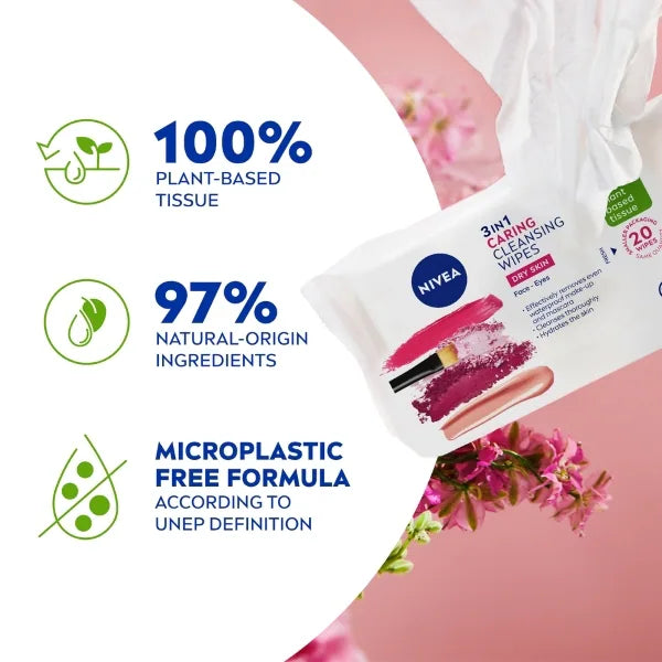 Nivea cleansing wipes dry skin 20s, imported from the UK