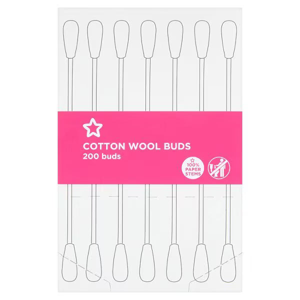 Superdrug cotton wool buds 200 pack (British brand)