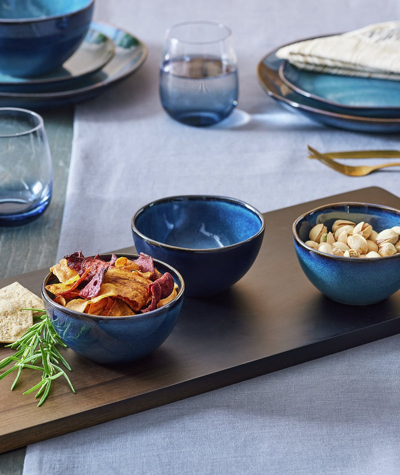 Habitat set of 3 reactive stoneware nibble bowls in navy, UK version