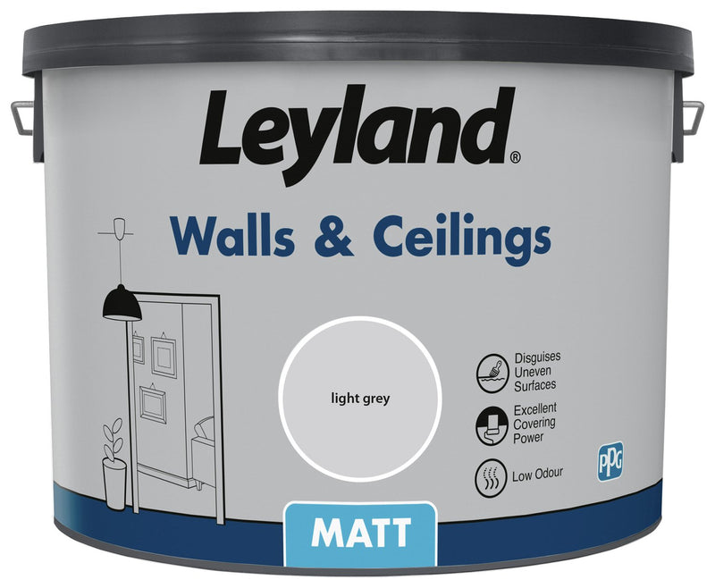 Leyland Wall & Ceiling Matt Paint Light Grey 10L, UK version