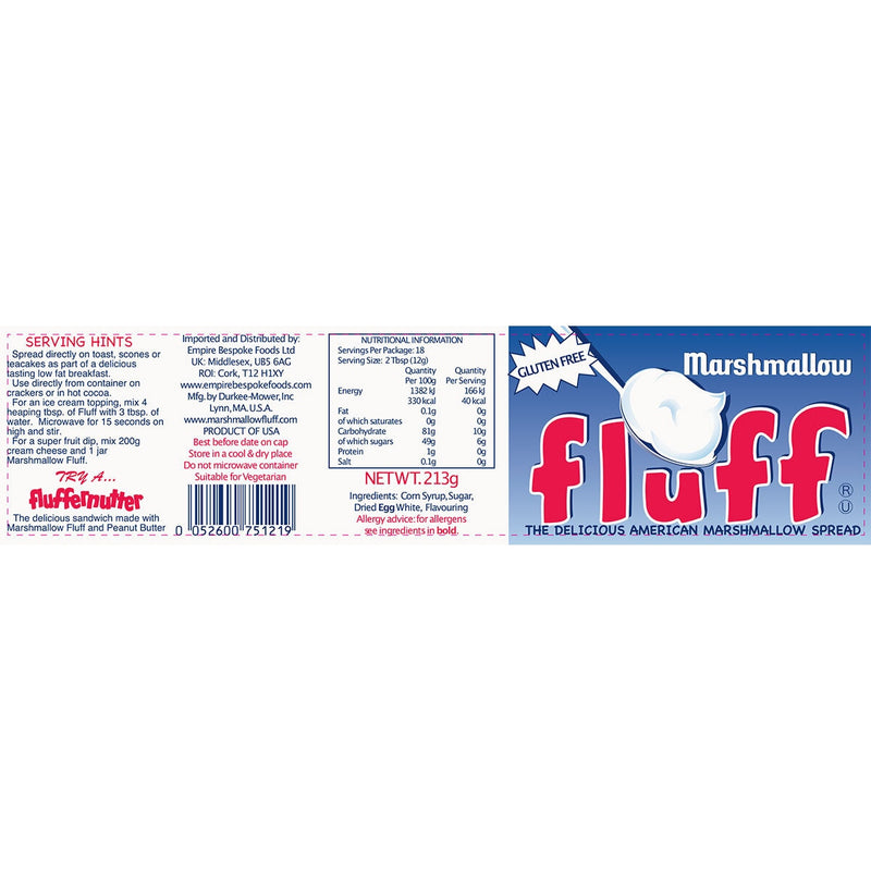 Marshmallow Fluff Spread 3 x 213g packs imported from the UK