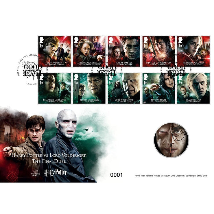 Royal Mail Harry Potter official medal cover Final Duel (British brand)