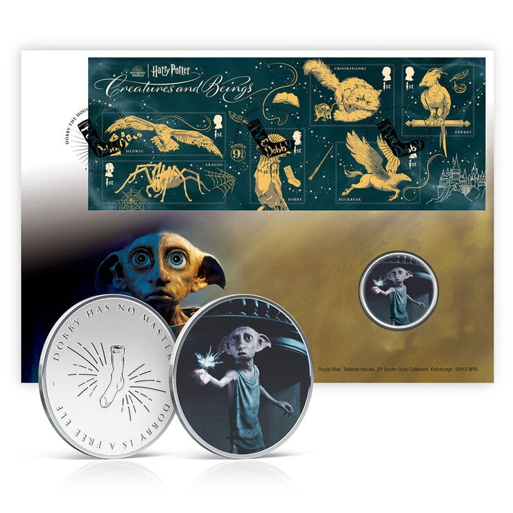 Royal Mail Harry Potter Dobby medal cover (British brand)
