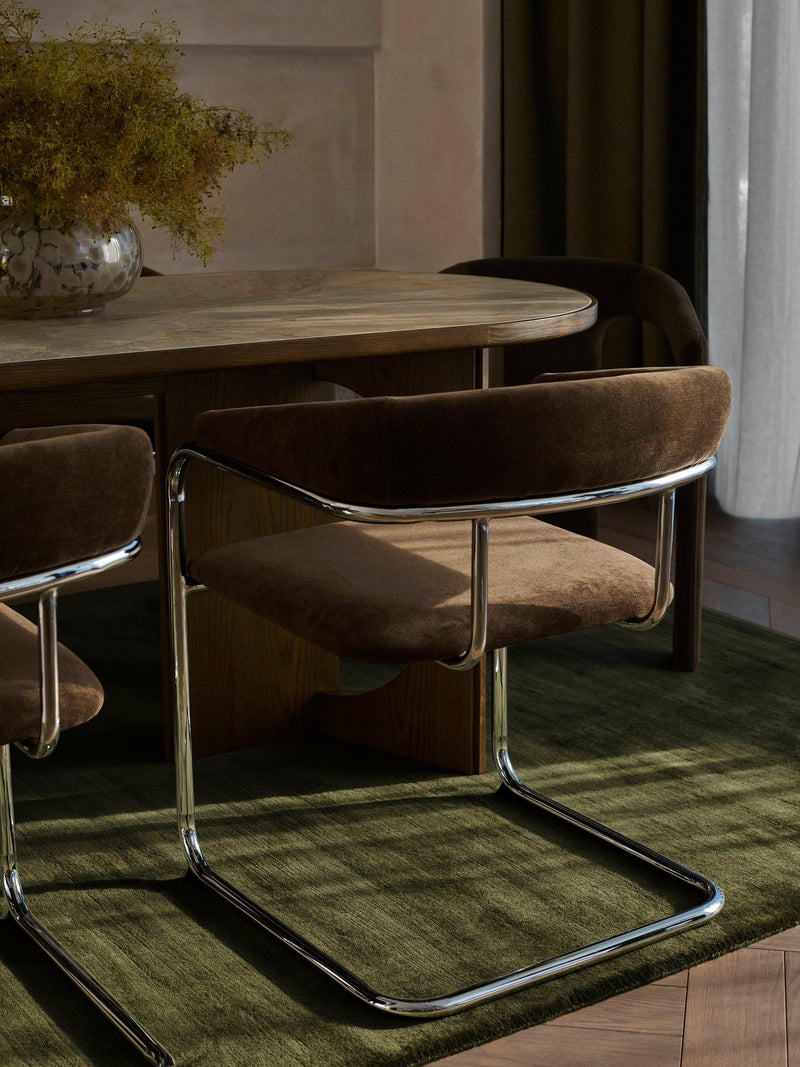 John Lewis Curve armchair pair chrome chenille, UK version