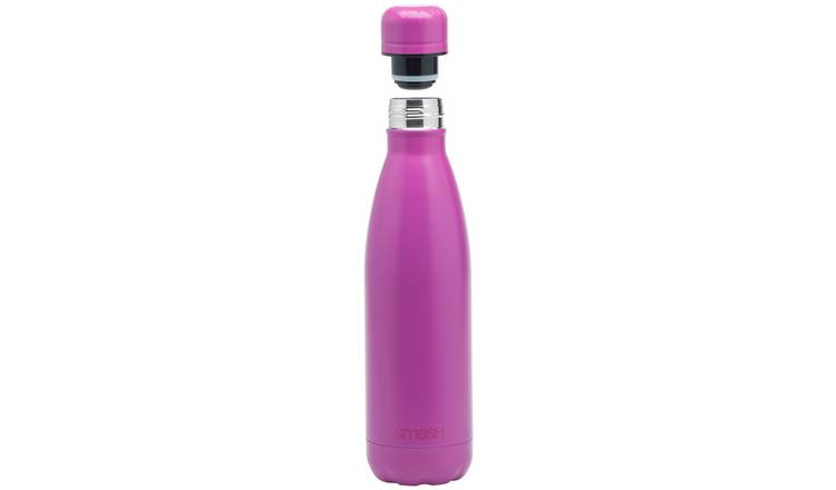 Smash pink stainless steel water bottle 500ml, imported from the UK