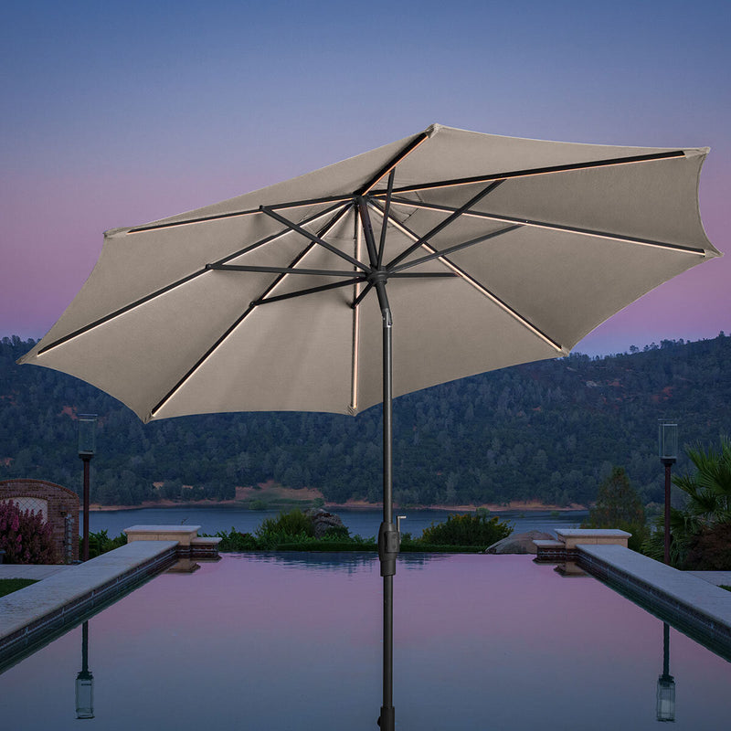 SunVilla Solar LED Round Market Umbrella Beige 10ft (British brand)