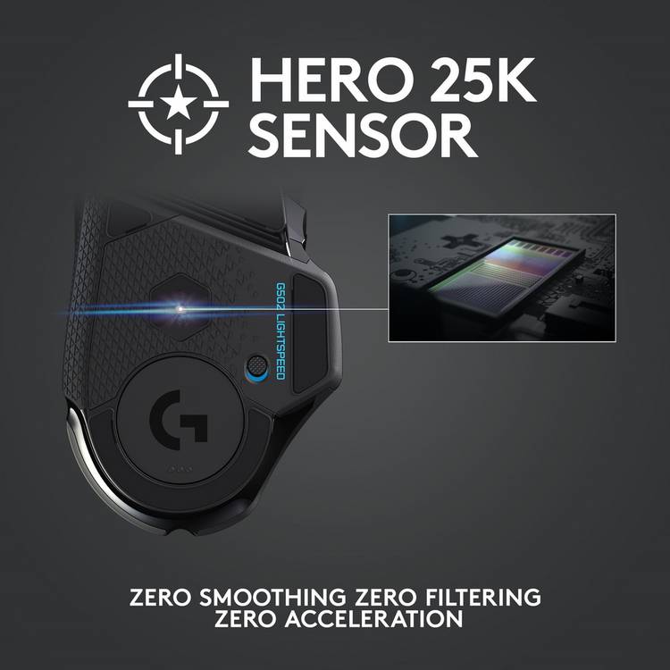Logitech G502 Hero Lightspeed wireless gaming mouse, imported from the UK