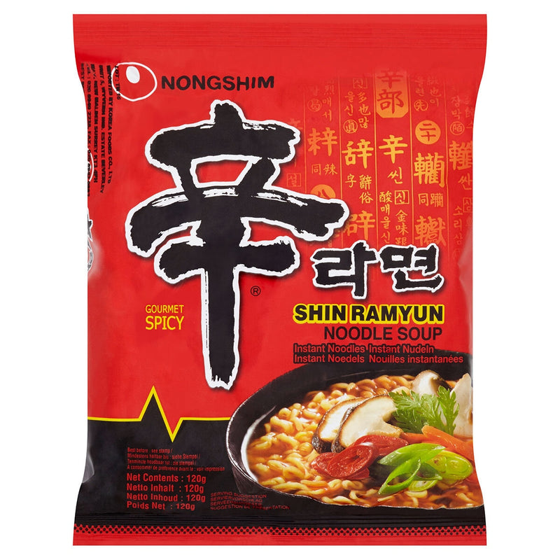 Nongshim Spicy Shin Ramyun noodles 20 x 120g, imported from the UK