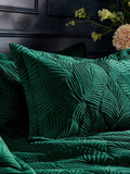 Paoletti Green Palmeria Quilted Velvet Duvet Cover Set, imported from the UK