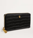 Harrods croc-embossed leather long wallet (British brand)