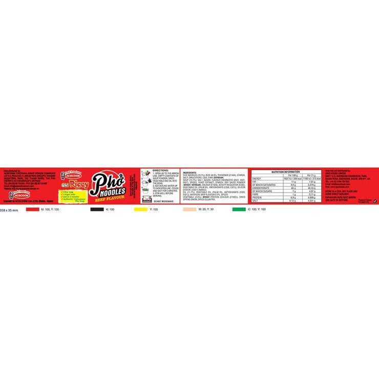 Oh! Ricey pho noodles beef flavour 6 x 71g, imported from the UK
