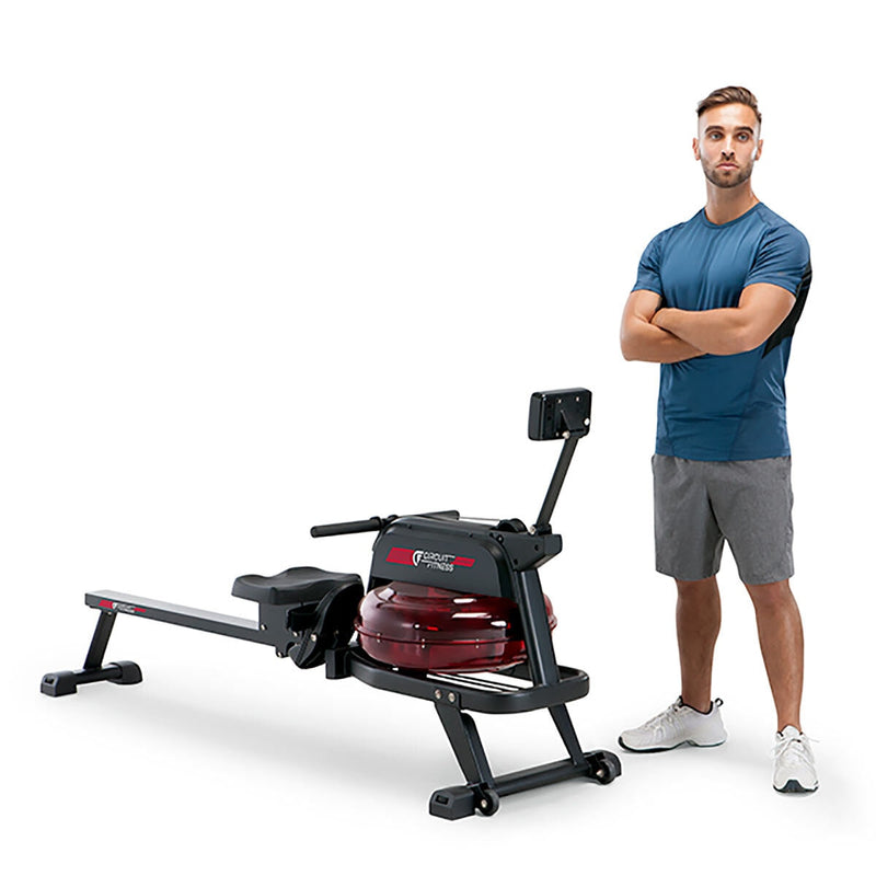 Circuit Fitness water rowing machine in black and red, 35kg - British product