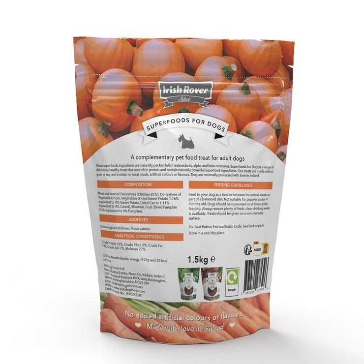 Irish Rover dog treats chicken sweet potato carrot pumpkin 1.5kg - British product