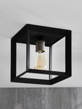 Black Brooklyn flush ceiling light with retro bulb, imported from the UK