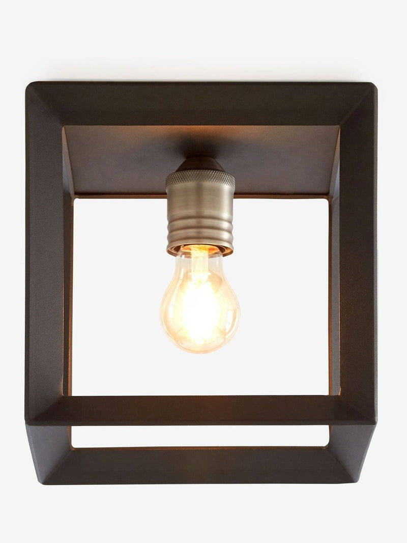 Black Brooklyn flush ceiling light with retro bulb, imported from the UK