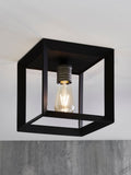 Black Brooklyn flush ceiling light with retro bulb, imported from the UK