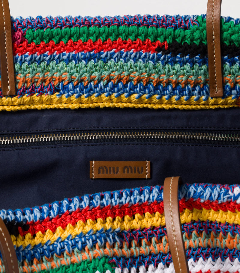 Miu Miu crochet logo tote bag with leather straps - British product