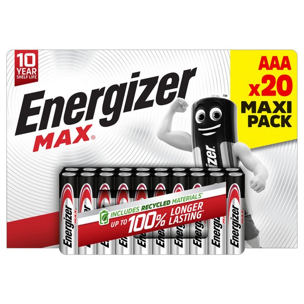 Energizer Max Alkaline AAA batteries pack of 20 - British product