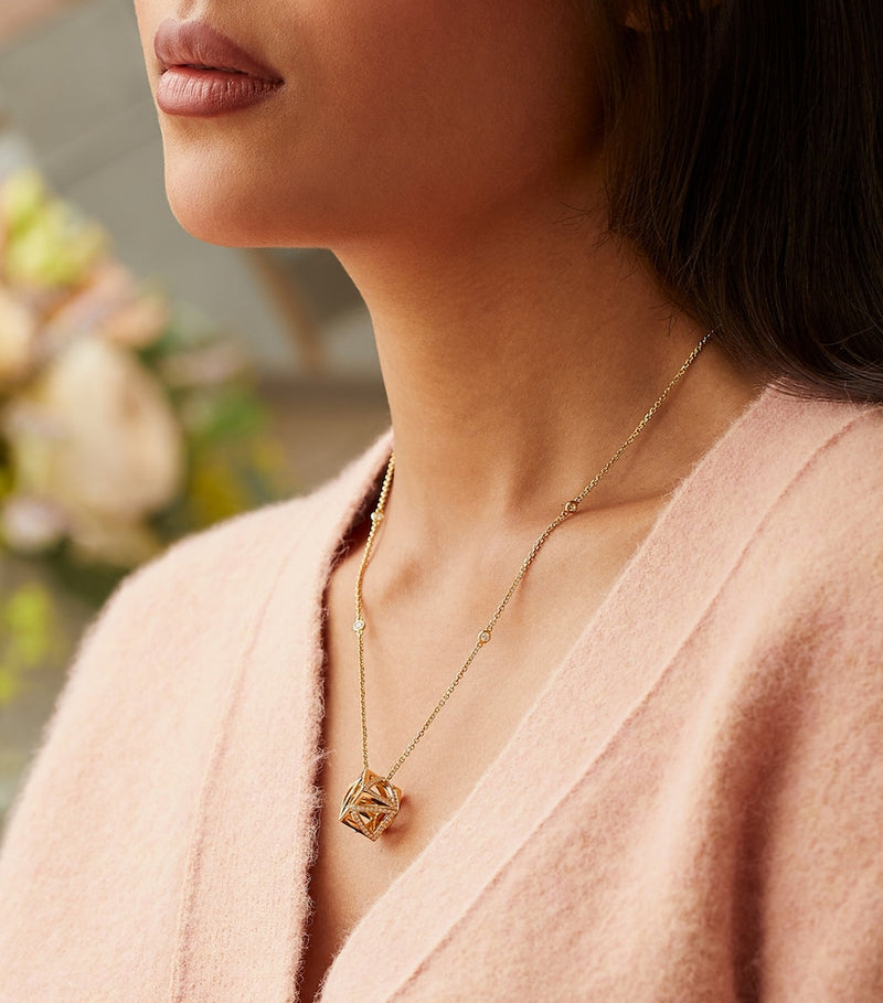 Boodles Be You cube diamond pendant necklace, imported from the UK