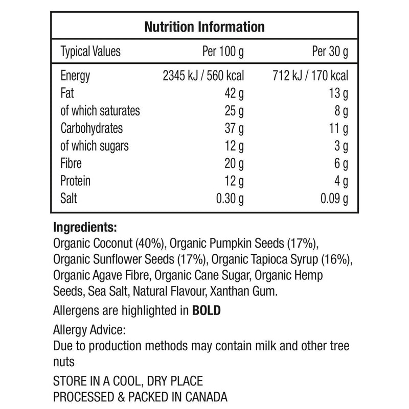 Innofoods Organic Coconut Keto Clusters with Super Seeds 500g, UK version