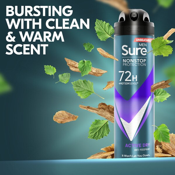 Sure Men Antiperspirant Deo Aerosol Nonstop Active 150ml GOODS Superdrug