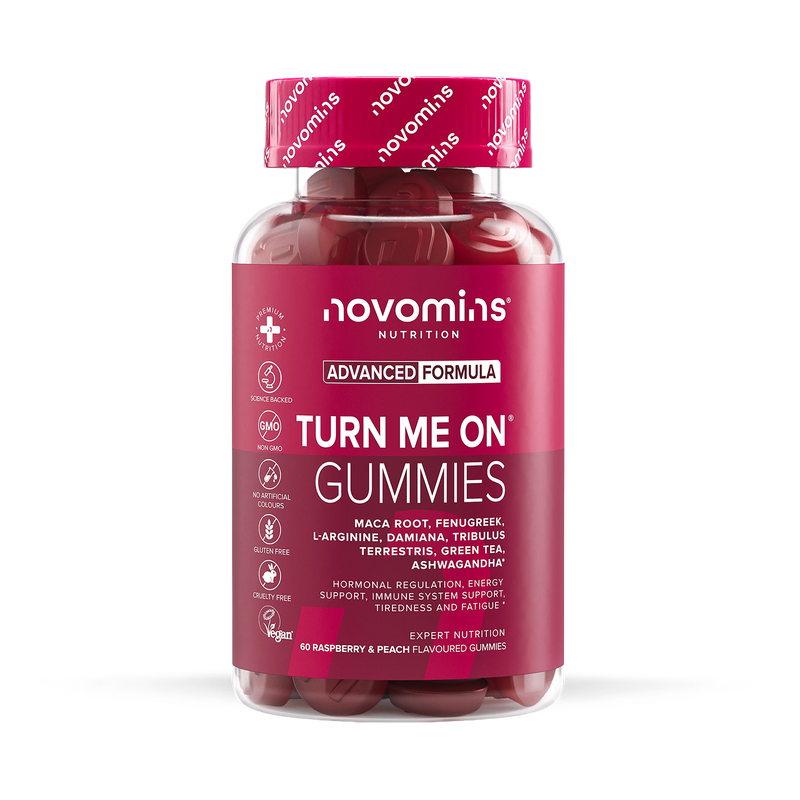 Novomins Libido gummies raspberry peach flavour 60 pack imported from the UK