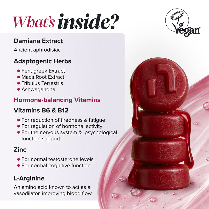 Novomins Libido gummies raspberry peach flavour 60 pack imported from the UK