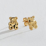 Revere 9ct yellow gold teddy stud earrings - British product