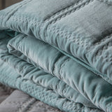 Gallery quilted cotton velvet bedspread duck egg 260x240cm - British product