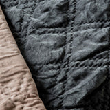 Gallery quilted cotton velvet bedspread in charcoal, UK version