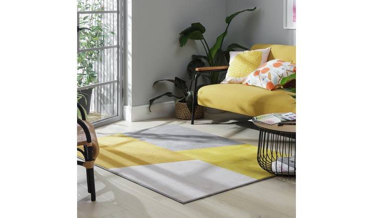 Argos Home geometric rug mustard cut pile 120x170cm - British product