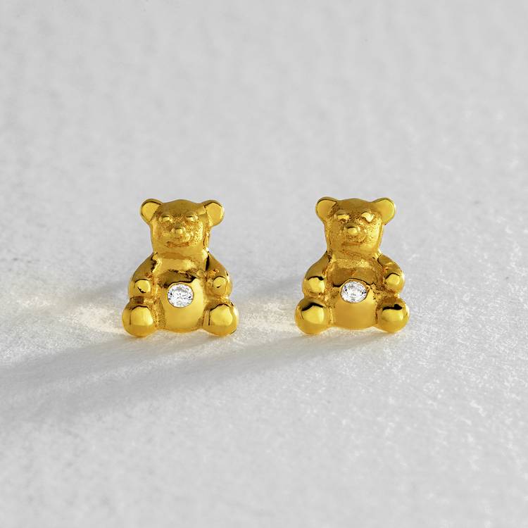 Revere gold plated bear stud earrings - British product