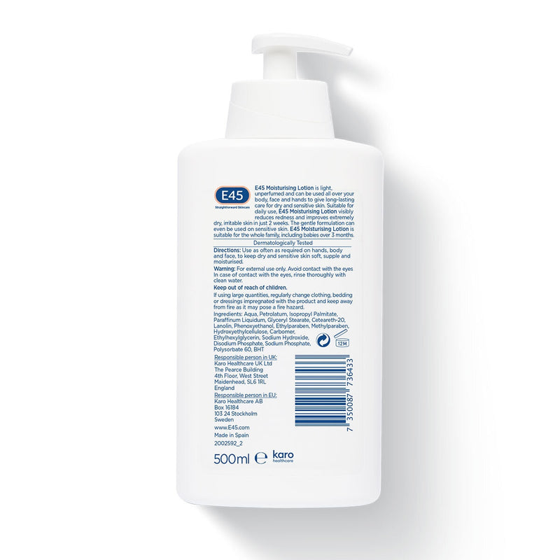 E45 moisturising lotion 2 x 500ml - British product