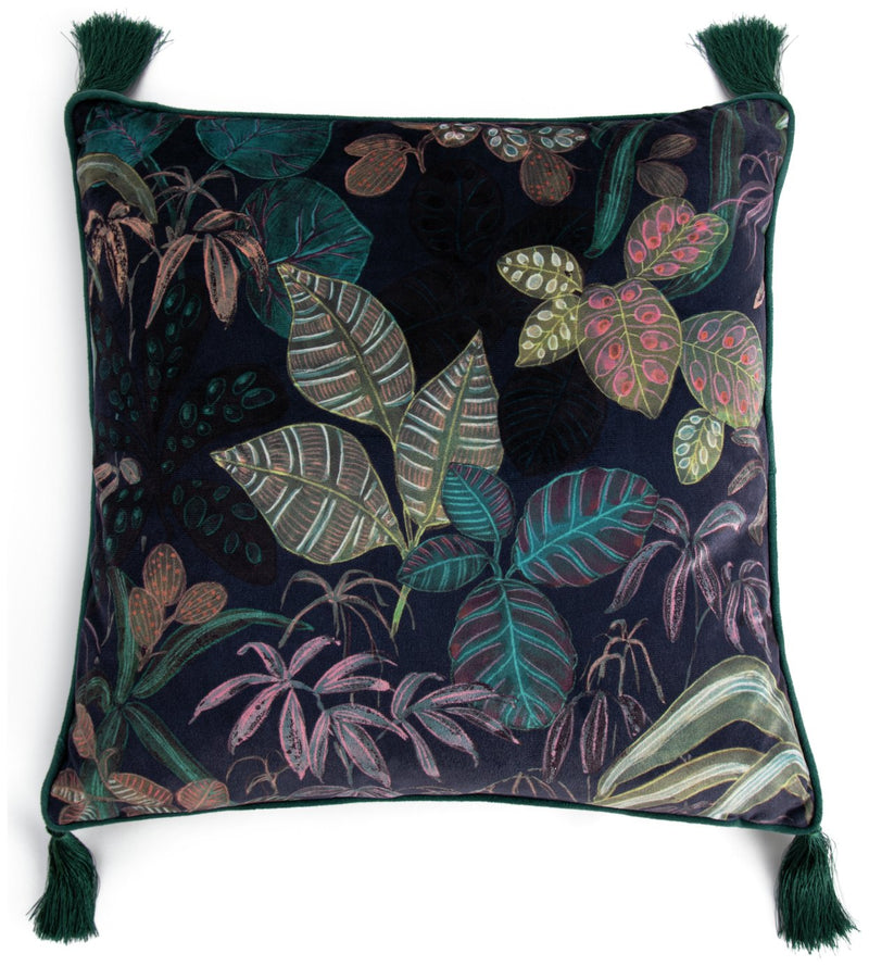 Habitat botanical print velvet cushion multi 43x43cm, UK version