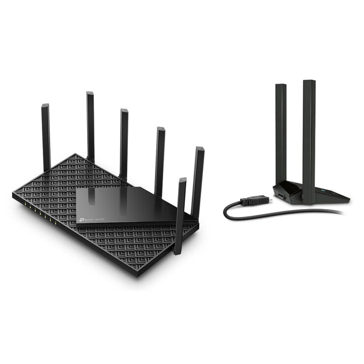 TP-Link Archer AXE75 router and Archer TX20U adapter bundle, imported from the UK