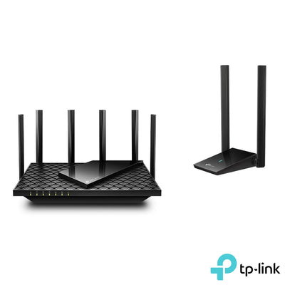 Costco UK TP-Link Archer AX75E AXE5400 Tri-Band WiFi 6E Router and Archer TX20U AX1800 Dual Antenna Wireless USB Adapter Bundle- Buy online at McGrocer